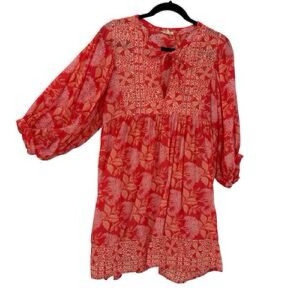 Juniper Blu Coral Boho Floral Mini Dress